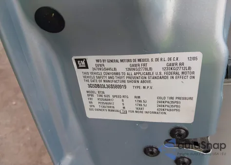 2006 Buick Rendezvous Cx из США, поврежденный, VIN 3G5DB03L36S580919